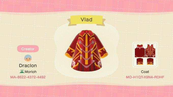 Animal Crossing Design Code: MO-H1QT-X9N4-RDHF Vladimir Coat (LoL)