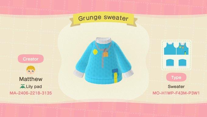 Animal Crossing Design Code: MO-H1WP-F43M-P3W1 Grunge sweater