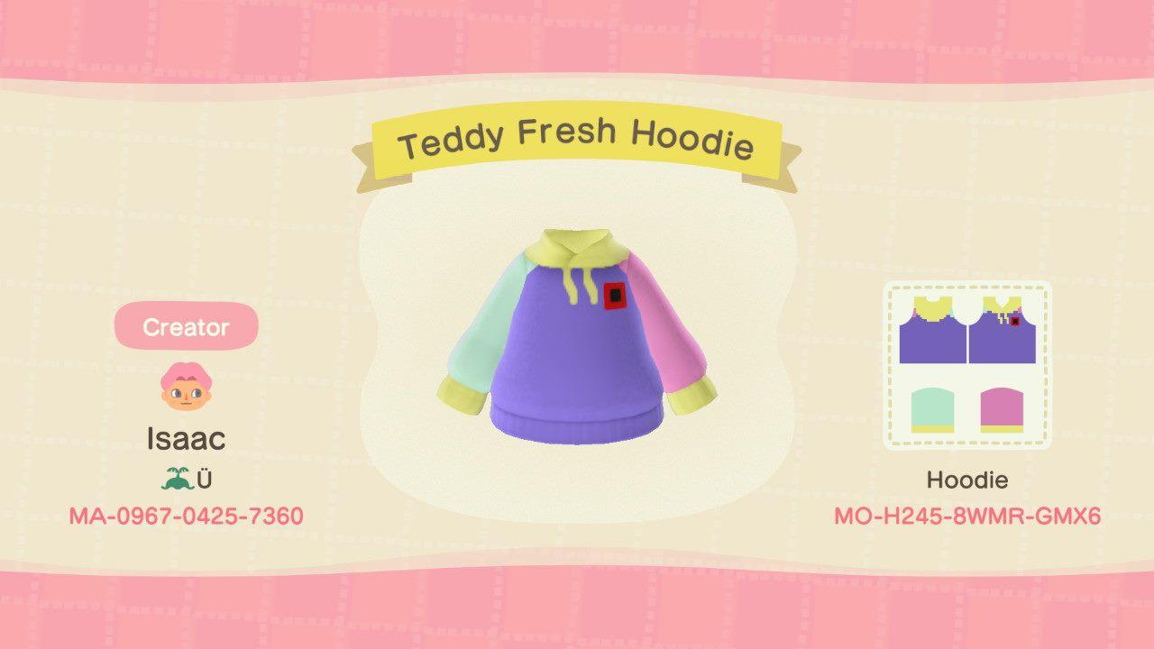 Animal Crossing Design Code: MO-H245-8WMR-GMX6 Teddy Fresh Hoodie