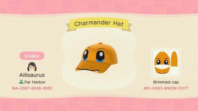 Animal Crossing Design Code: MO-H263-W9QW-D37T Charmander Hat