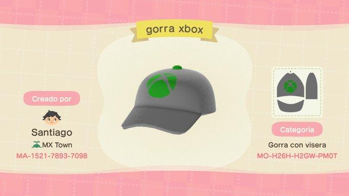 Animal Crossing Design Code: MO-H26H-H2GW-PM0T gorra xbox