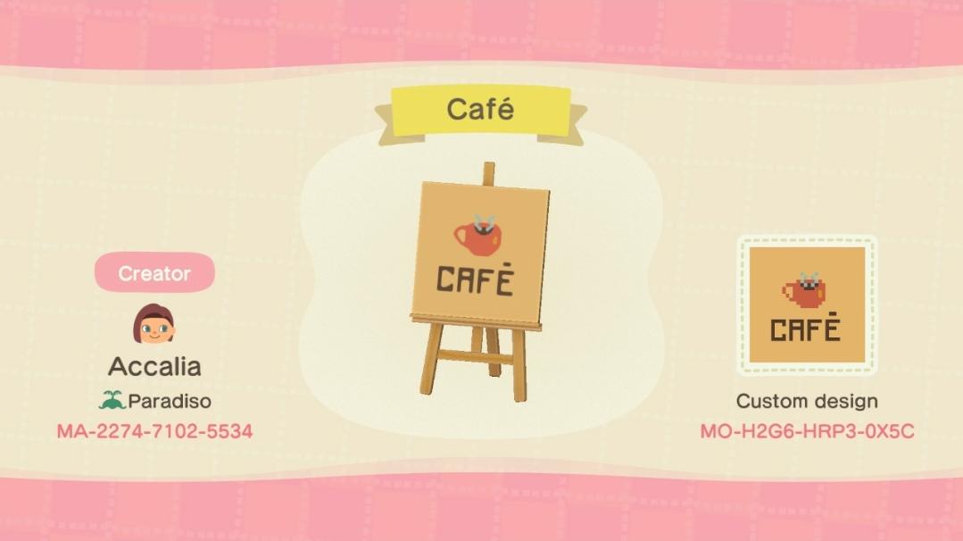Animal Crossing Design Code: MO-H2G6-HRP3-0X5C Café