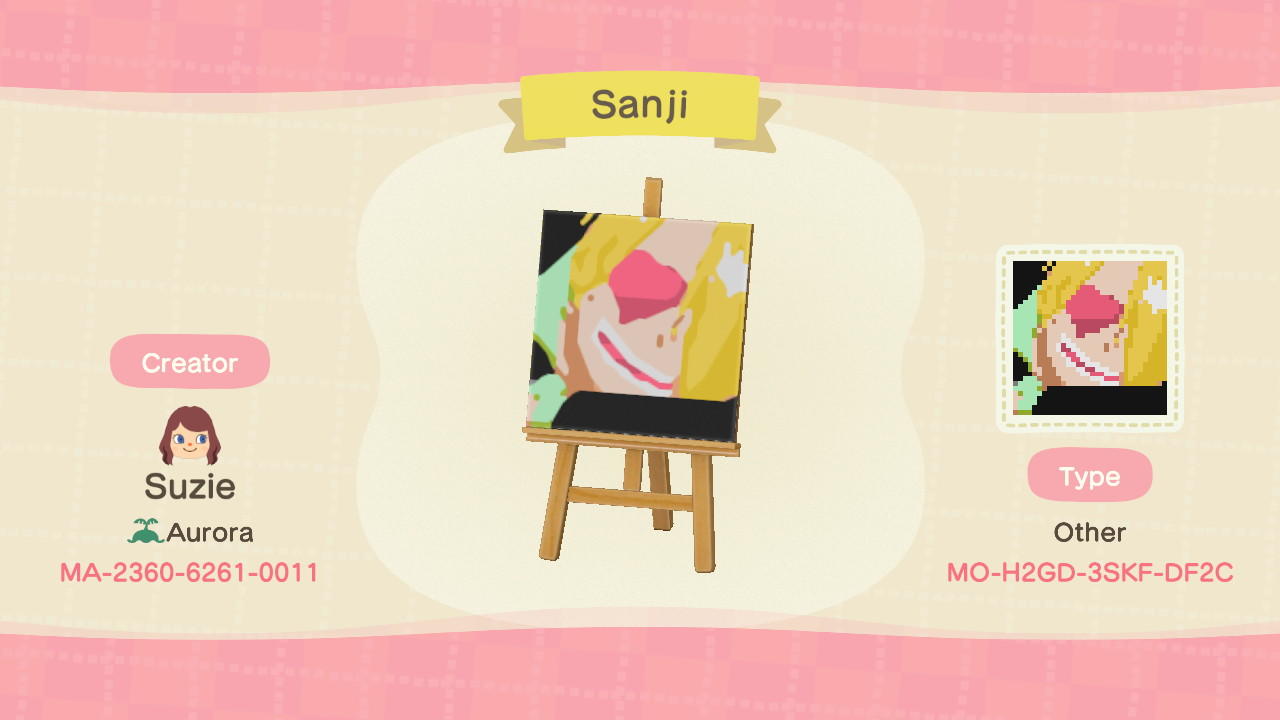 Animal Crossing Design Code: MO-H2GD-3SKF-DF2C One Piece Sanji