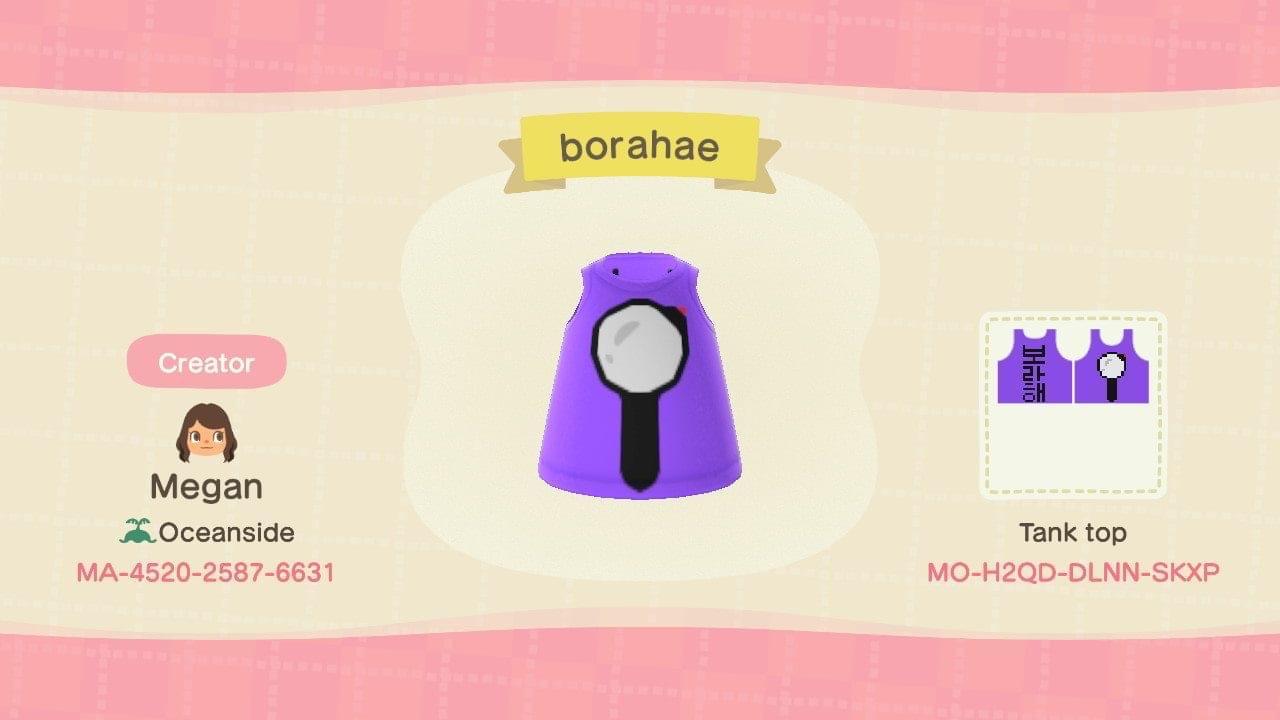 Animal Crossing Design Code: MO-H2QD-DLNN-SKXP Borahae