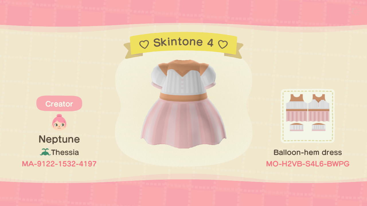 Animal Crossing Design Code: MO-H2VB-S4L6-BWPG ♡ Skintone 4 ♡
