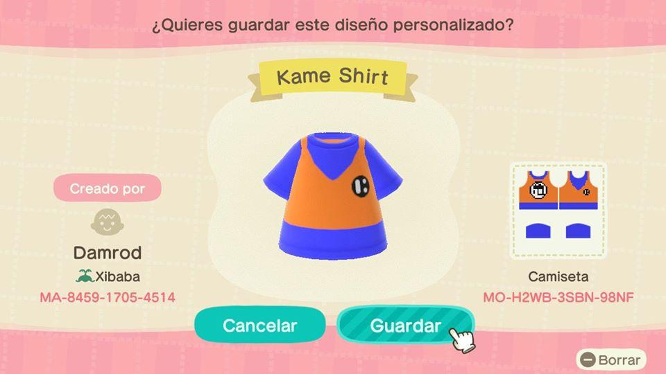 Animal Crossing Design Code: MO-H2WB-3SBN-98NF Kame Shirt