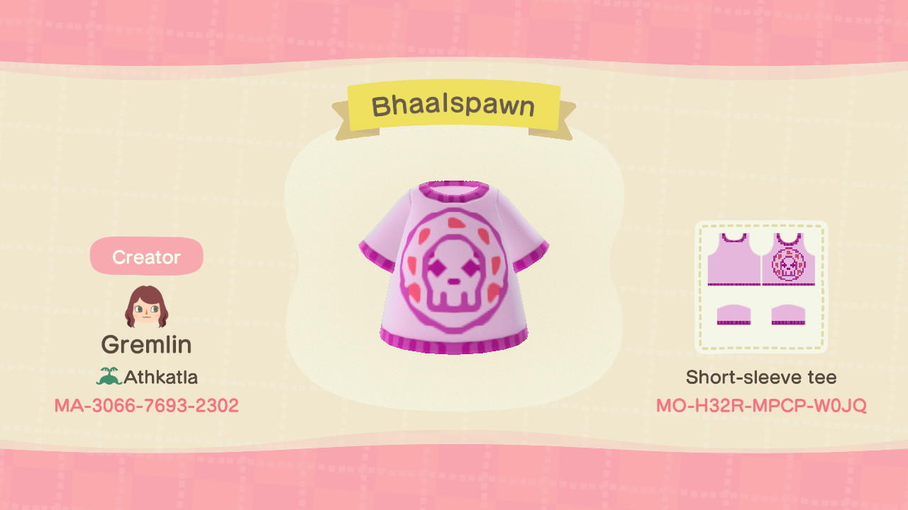 Animal Crossing Design Code: MO-H32R-MPCP-W0JQ Bhaalspawn