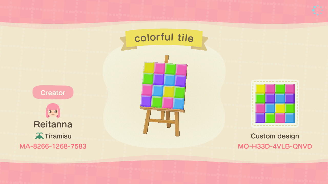 Animal Crossing Design Code: MO-H33D-4VLB-QNVD colorful tile