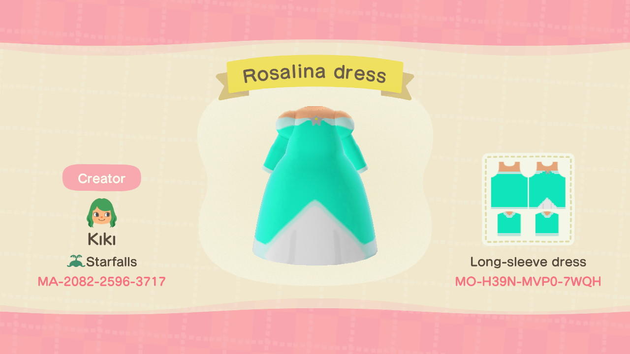 Animal Crossing Design Code: MO-H39N-MVP0-7WQH Rosalina dress