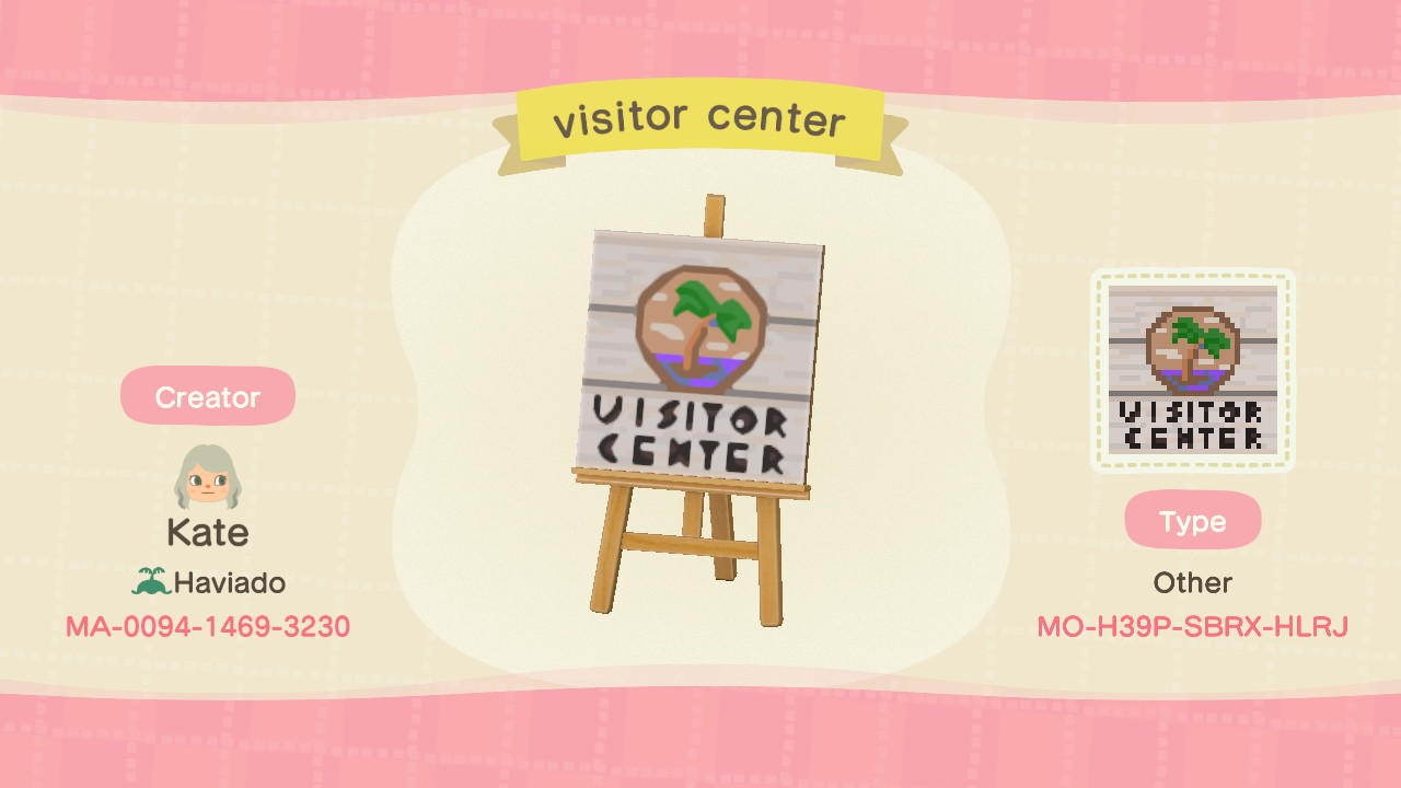 Animal Crossing Design Code: MO-H39P-SBRX-HLRJ Beach Visitor Sign