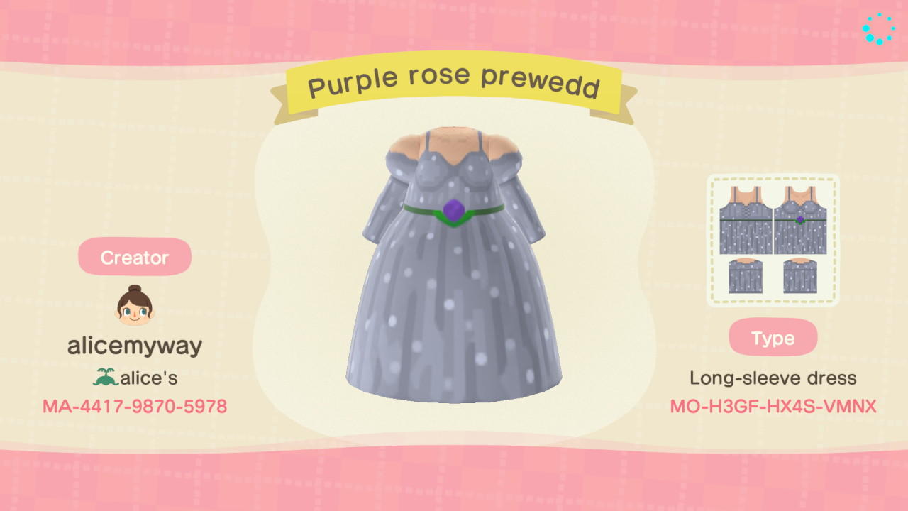 Animal Crossing Design Code: MO-H3GF-HX4S-VMNX Purple Prewedding