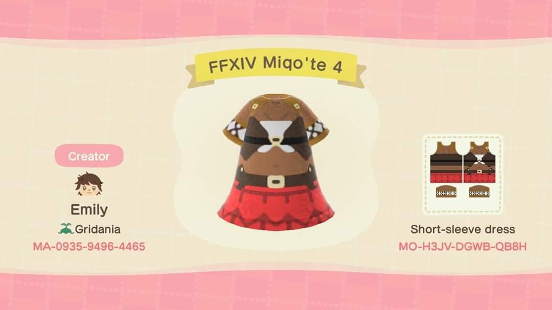 Animal Crossing Design Code: MO-H3JV-DGWB-QB8H FFXIV Miqote 4