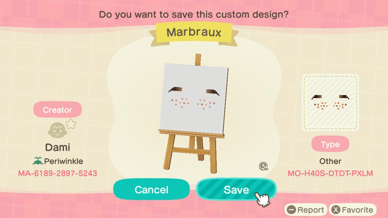 Animal Crossing Design Code: MO-H40S-DTDT-PXLM Freckles Eyebrows