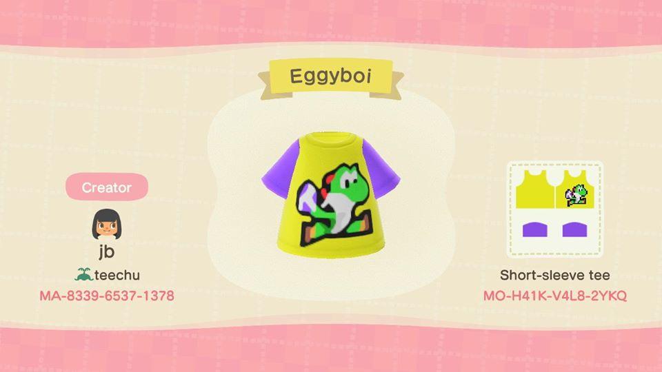 Animal Crossing Design Code: MO-H41K-V4L8-2YKQ Yoshi Shirt