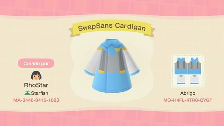 Animal Crossing Design Code: MO-H4FL-4TR0-QYGT Swap!Sans Cardigan