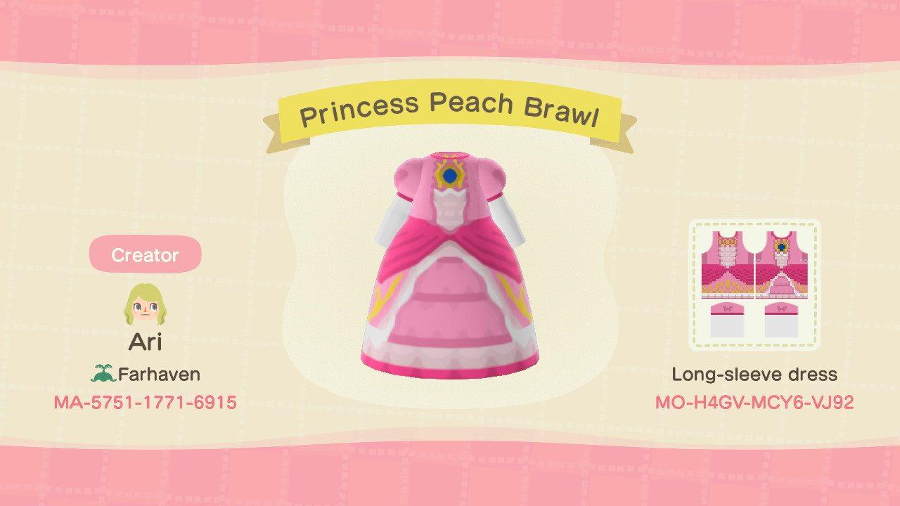 Animal Crossing Design Code: MO-H4GV-MCY6-VJ92 Princess Peach Brawl