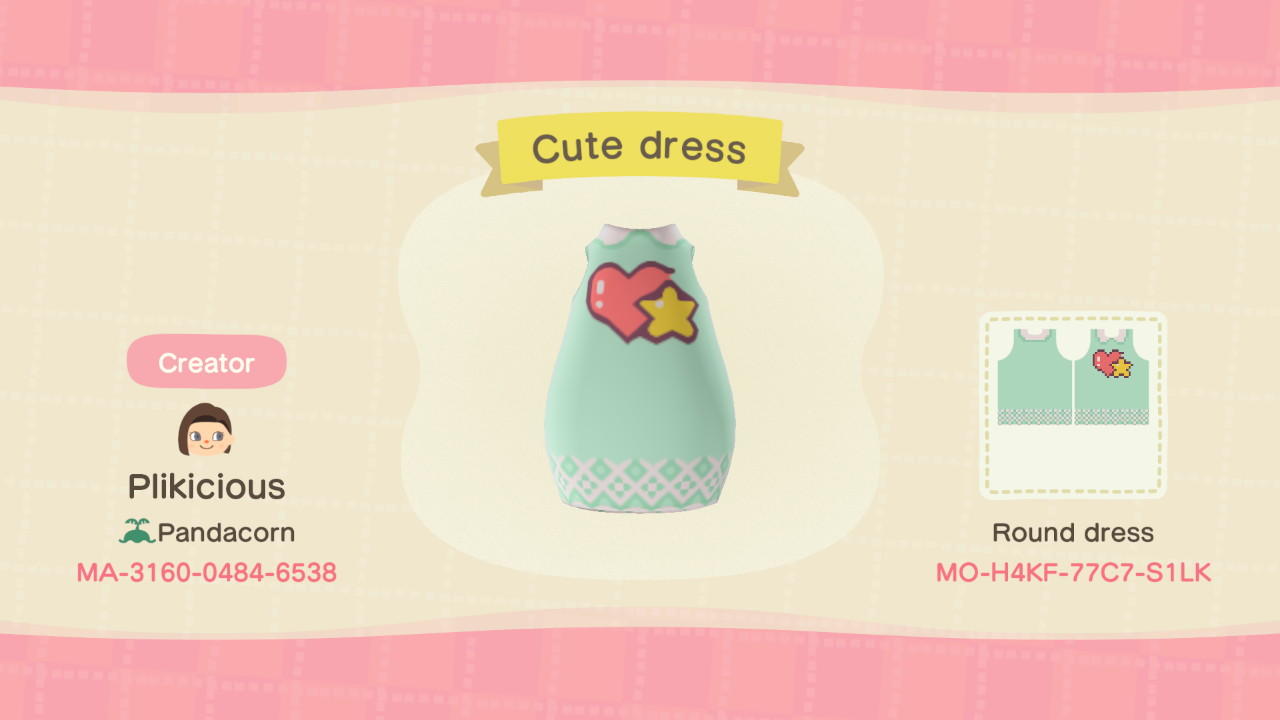 Animal Crossing Design Code: MO-H4KF-77C7-S1LK Cute Dress