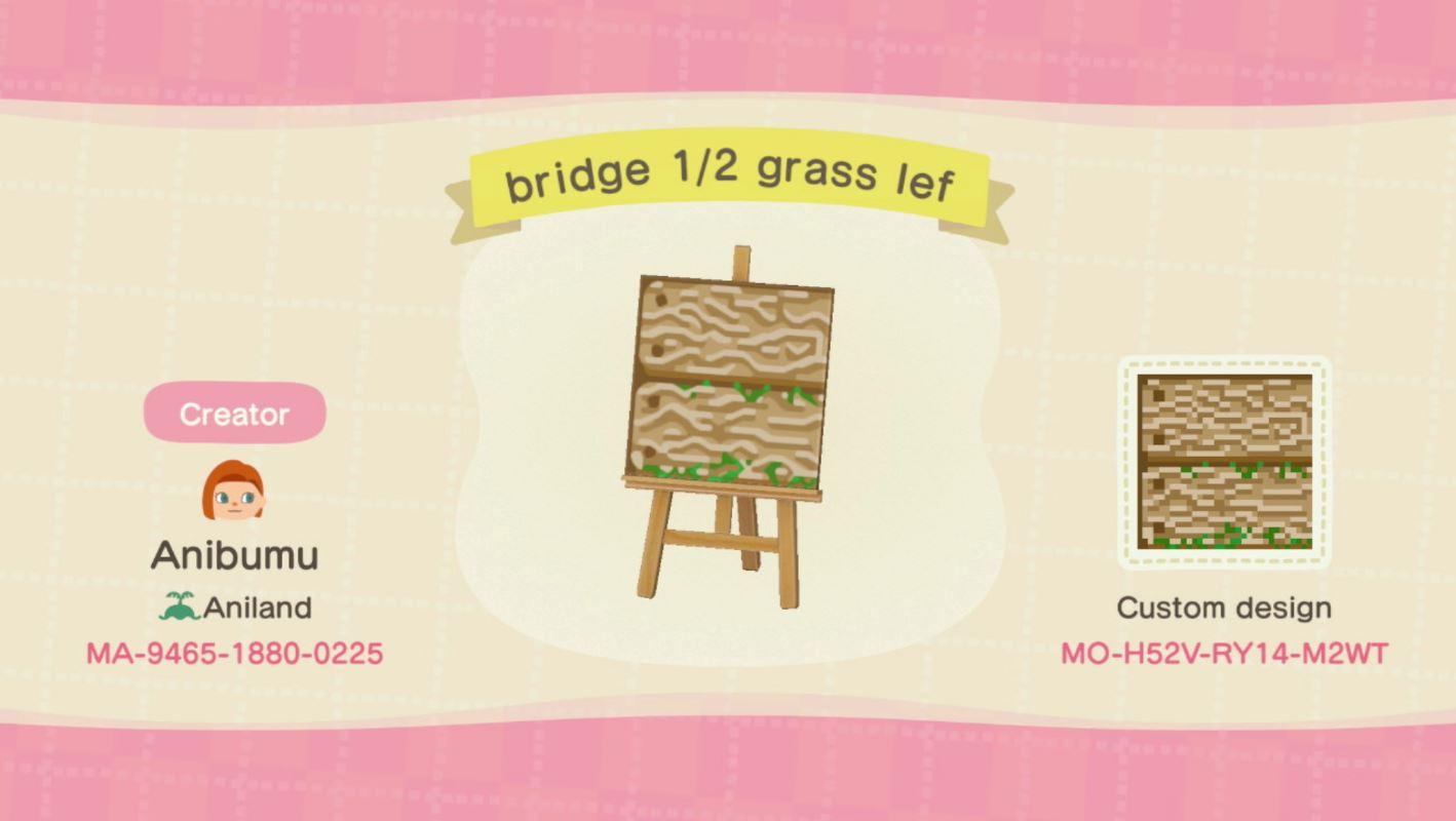 Animal Crossing Design Code: MO-H52V-RY14-M2WT bridge 1/2 grass lef