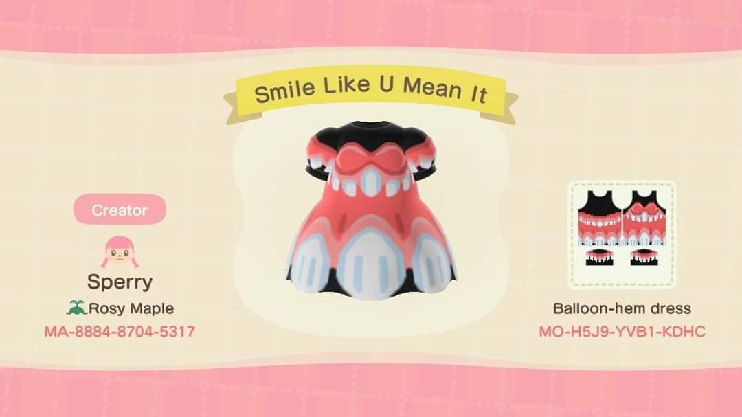 Animal Crossing Design Code: MO-H5J9-YVB1-KDHC Smile Like U Mean It