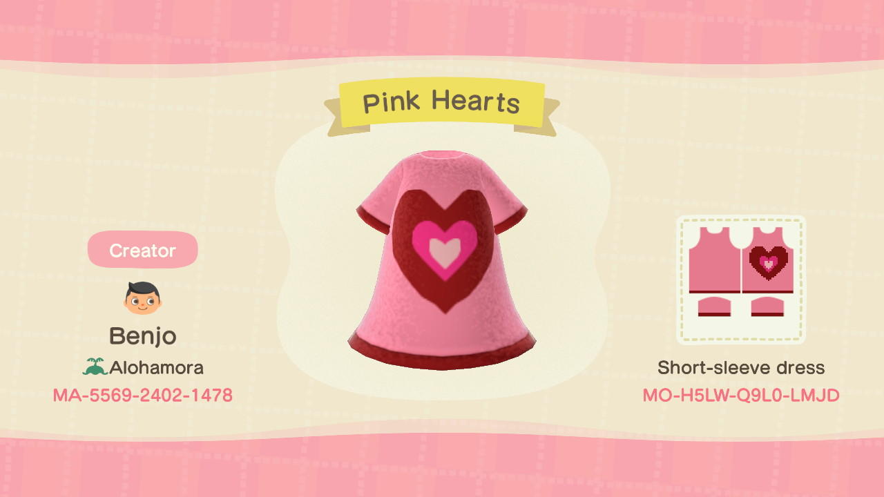 Animal Crossing Design Code: MO-H5LW-Q9L0-LMJD Pink Hearts