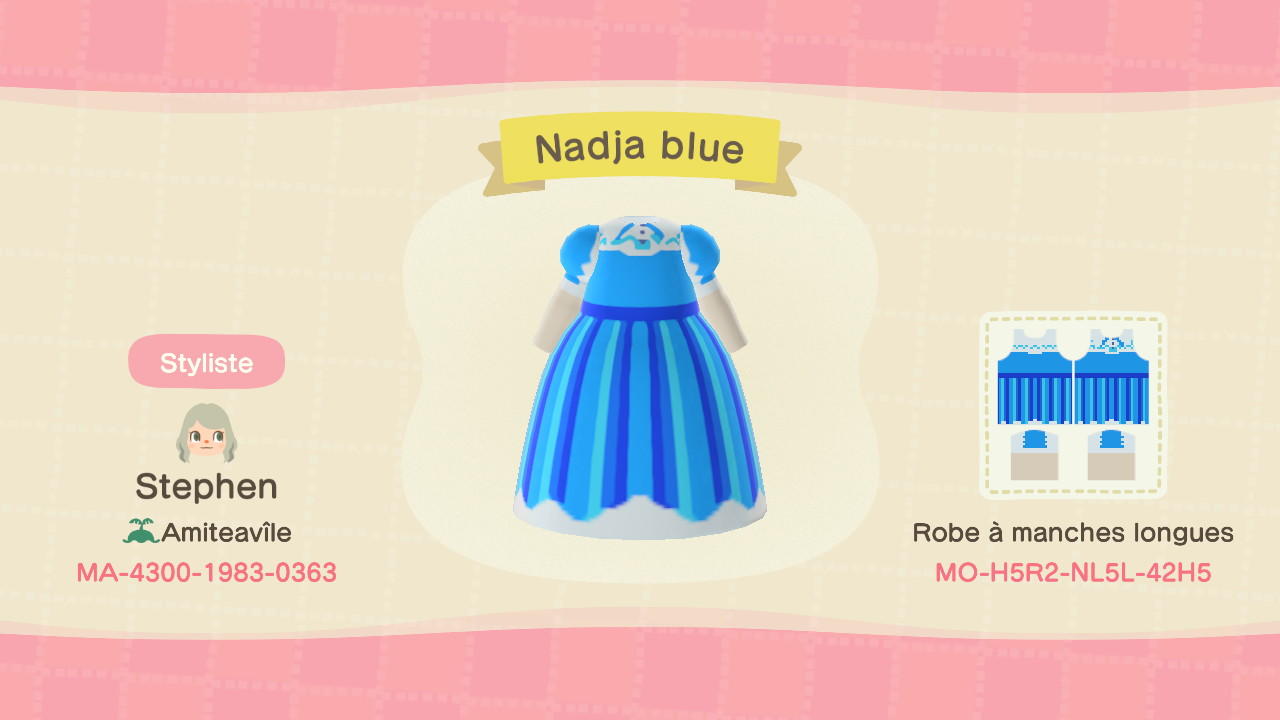 Animal Crossing Design Code: MO-H5R2-NL5L-42H5 Ashita no Nadja blue