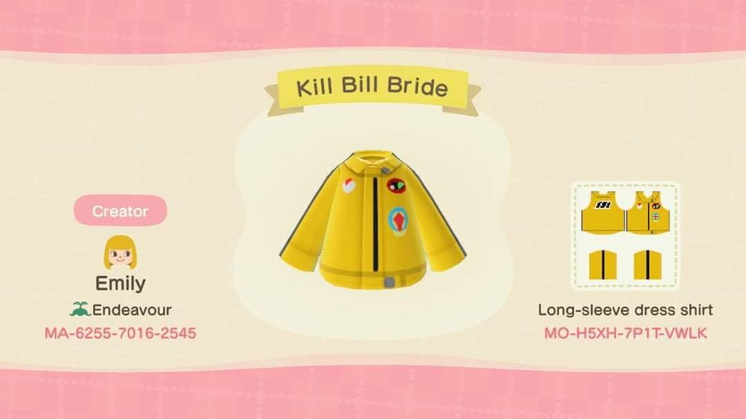 Animal Crossing Design Code: MO-H5XH-7P1T-VWLK Kill Bill Bride