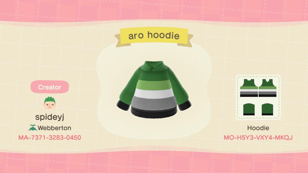Animal Crossing Design Code: MO-H5Y3-VXY4-MKQJ Aro hoodie