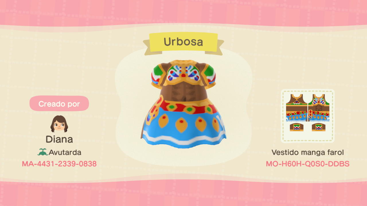 Animal Crossing Design Code: MO-H60H-Q0S0-DDBS Urbosa BOTW