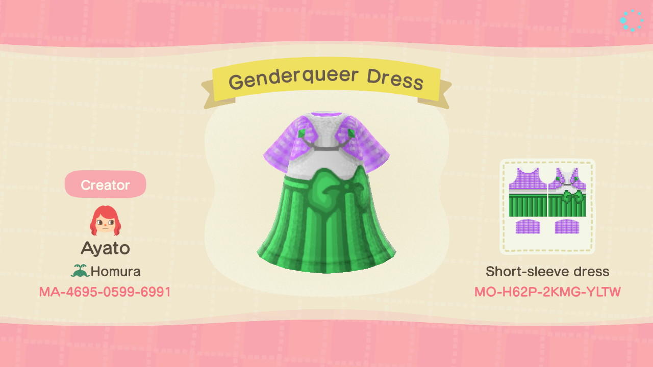 Animal Crossing Design Code: MO-H62P-2KMG-YLTW Genderqueer Pride Dr