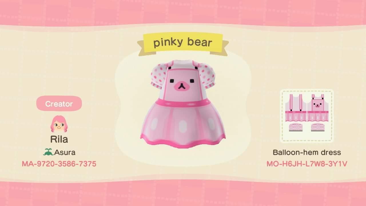 Animal Crossing Design Code: MO-H6JH-L7W8-3Y1V Pinky bear