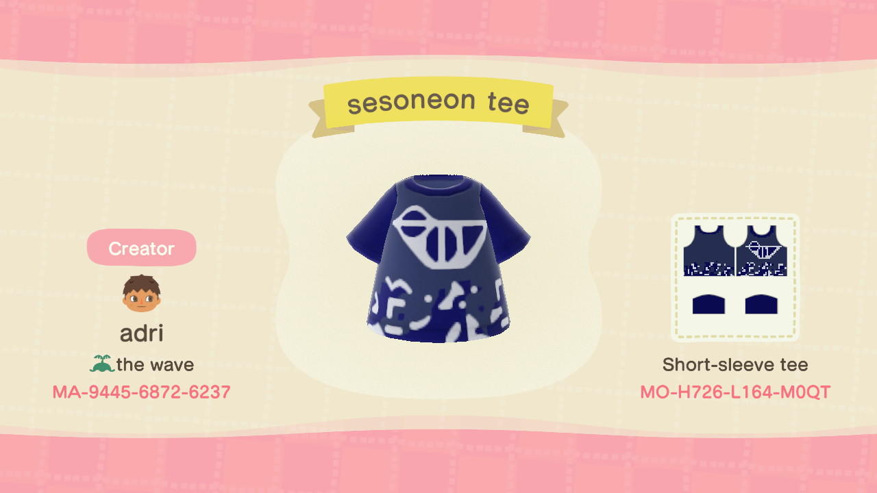 Animal Crossing Design Code: MO-H726-L164-M0QT sesoneon tee