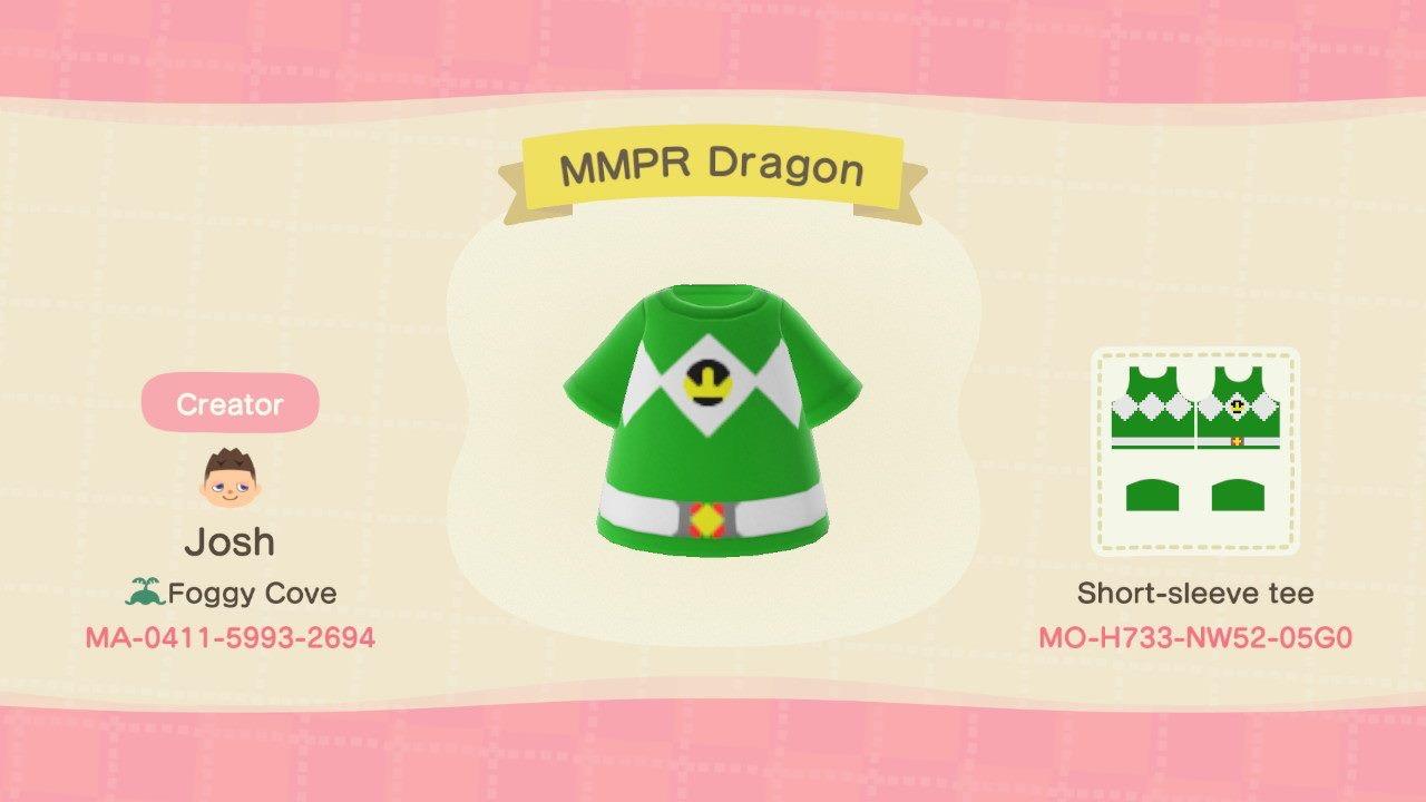 Animal Crossing Design Code: MO-H733-NW52-05G0 MMPR Dragon