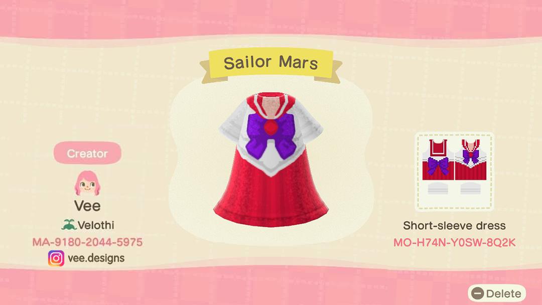 Animal Crossing Design Code: MO-H74N-Y0SW-8Q2K Sailor Mars
