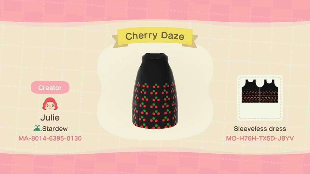 Animal Crossing Design Code: MO-H76H-TX5D-J8YV Cherry Daze Dress