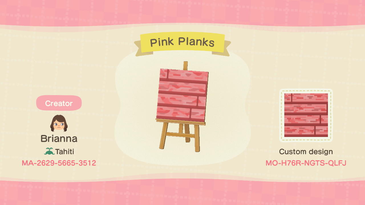 Animal Crossing Design Code: MO-H76R-NGTS-QLFJ Pink Planks