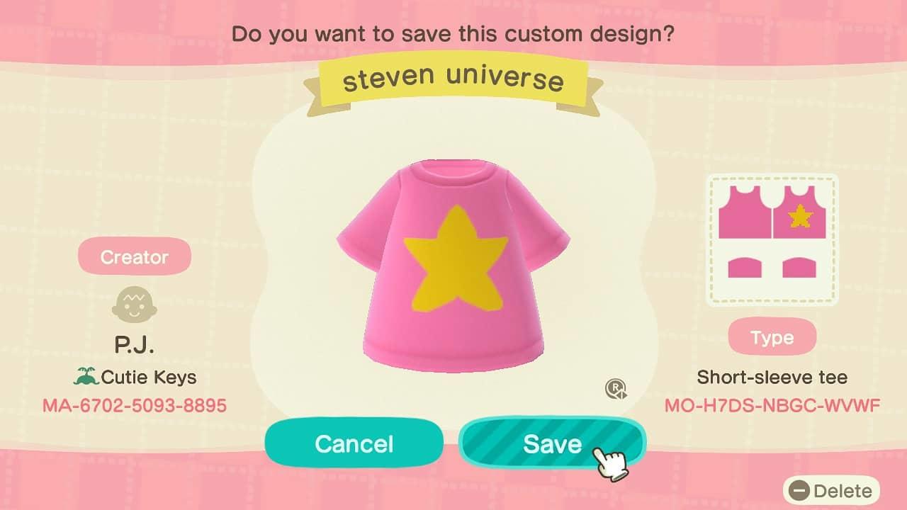 Animal Crossing Design Code: MO-H7DS-NBGC-WVWF Steven Universe