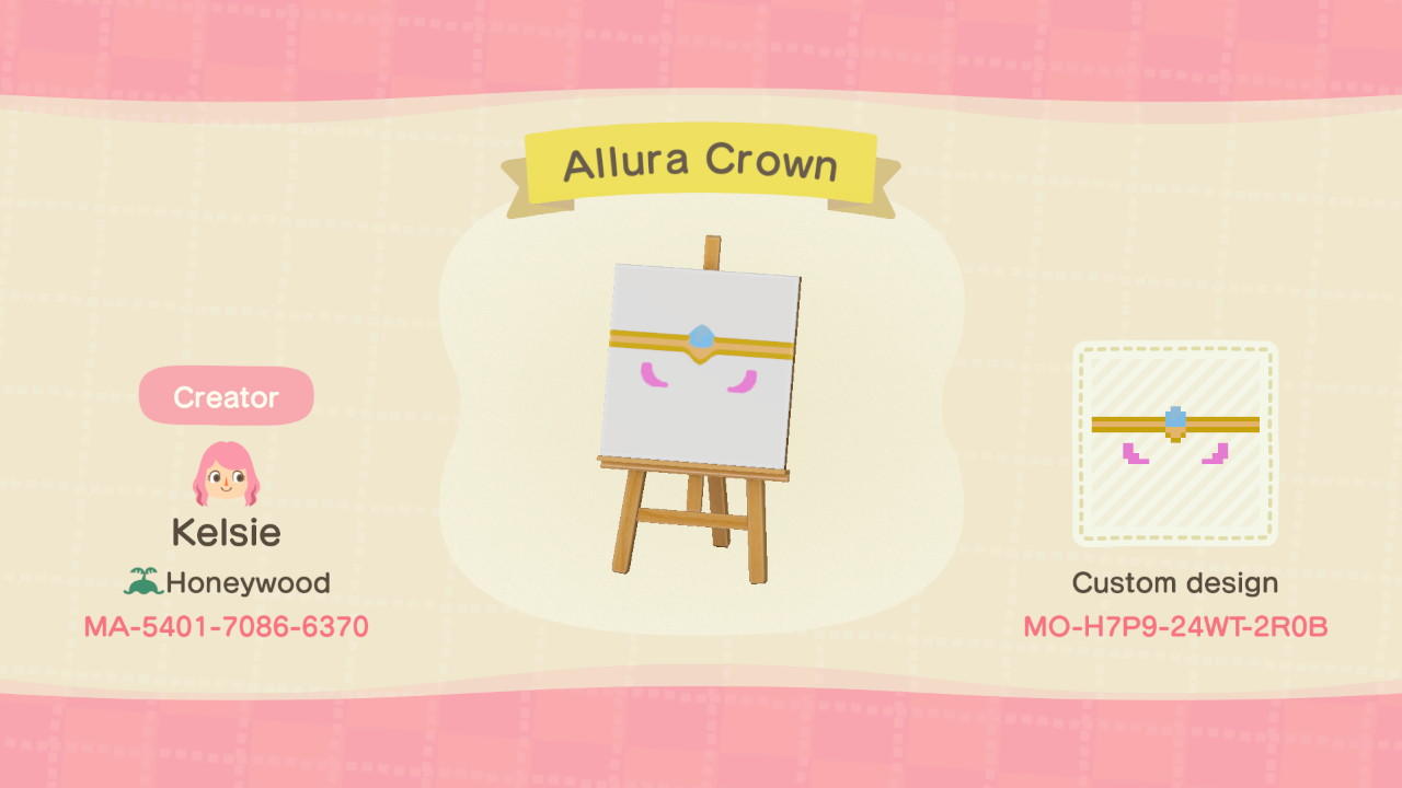 Animal Crossing Design Code: MO-H7P9-24WT-2R0B Allura Crown