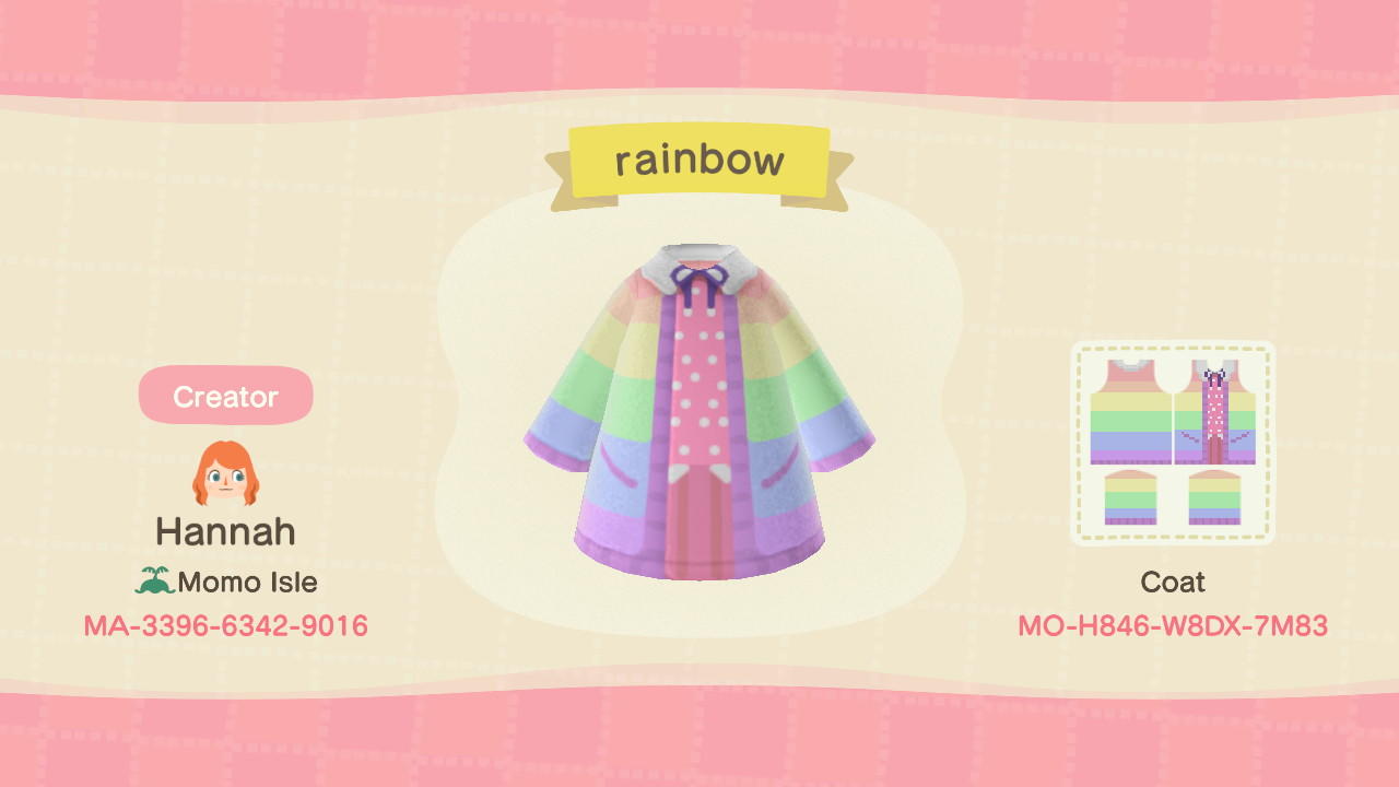 Animal Crossing Design Code: MO-H846-W8DX-7M83 rainbow