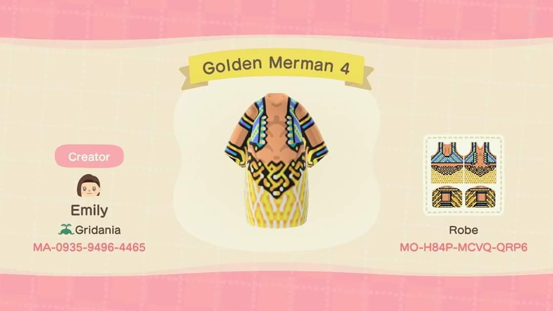 Animal Crossing Design Code: MO-H84P-MCVQ-QRP6 Golden Merman 4