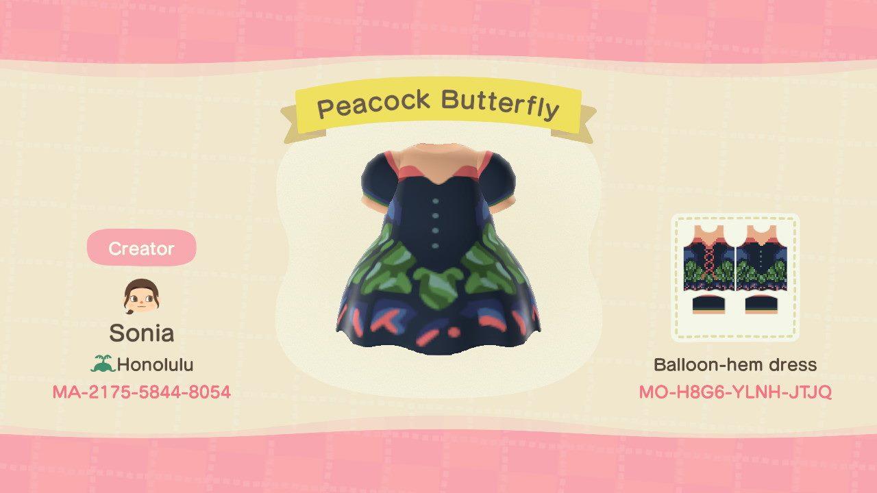 Animal Crossing Design Code: MO-H8G6-YLNH-JTJQ Peacock Butterfly