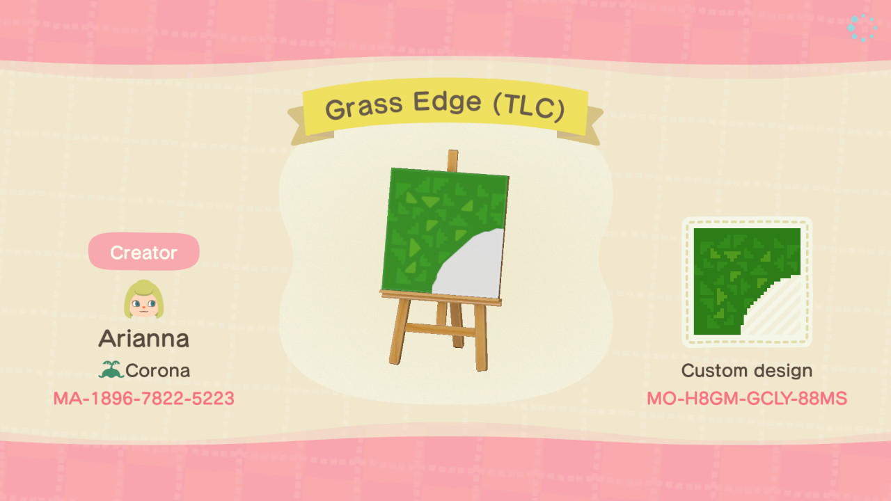 Animal Crossing Design Code: MO-H8GM-GCLY-88MS Grass Edge (TLC)