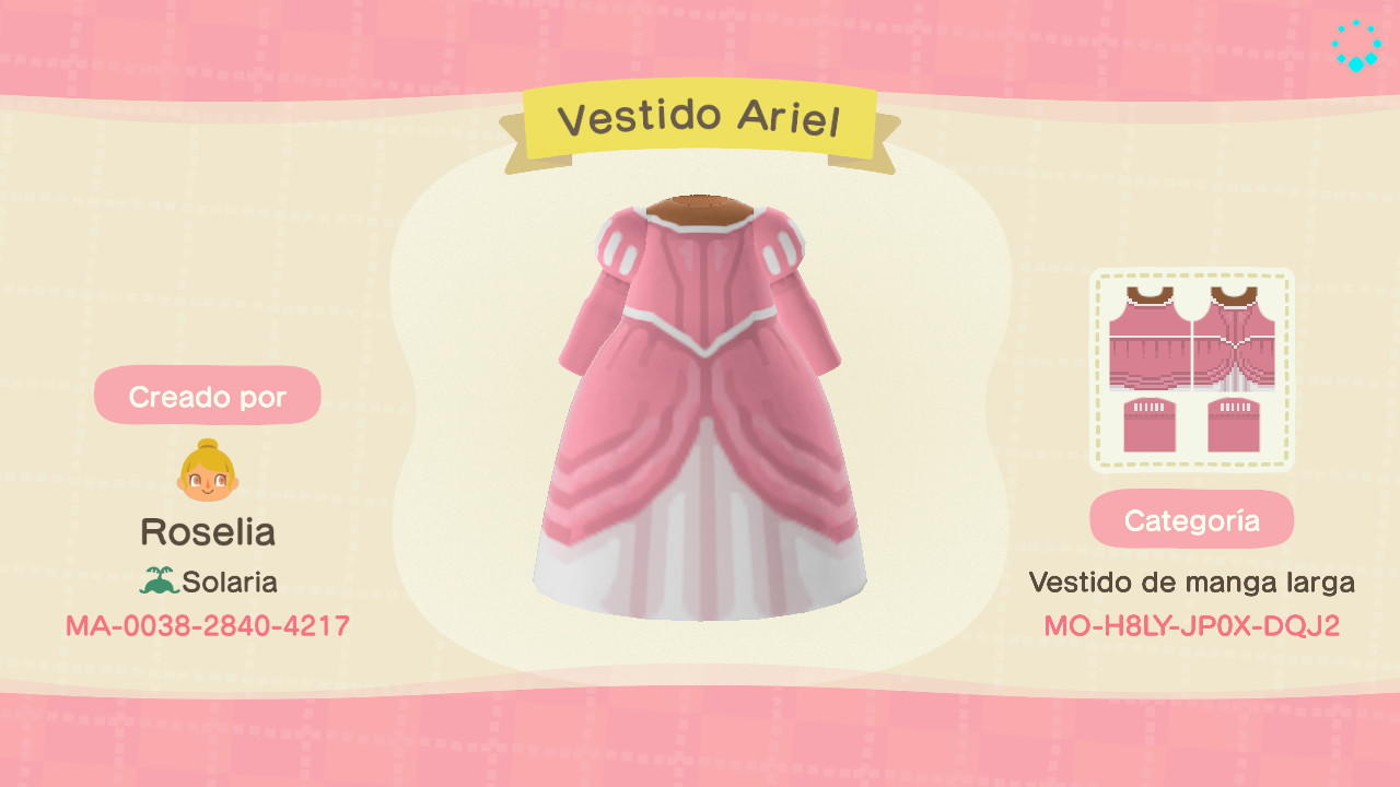 Animal Crossing Design Code: MO-H8LY-JP0X-DQJ2 Princesa Ariel