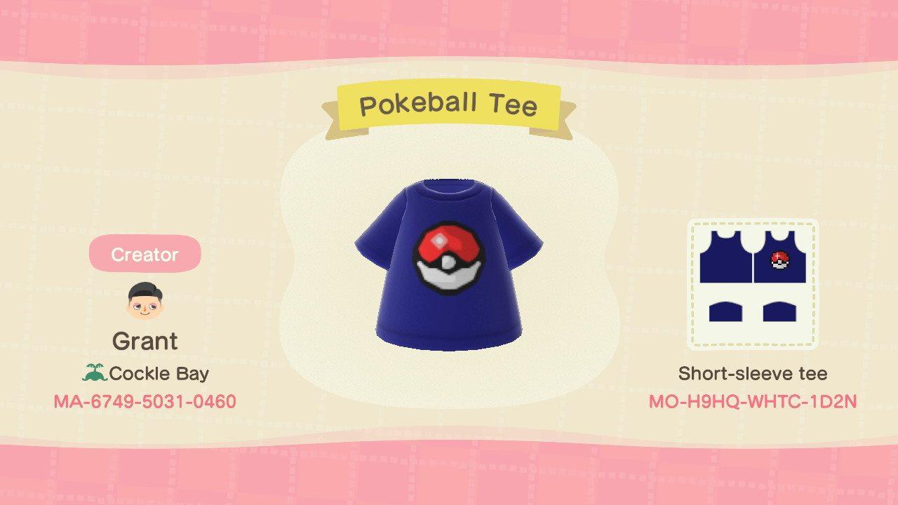 Animal Crossing Design Code: MO-H9HQ-WHTC-1D2N Pokeball Tee