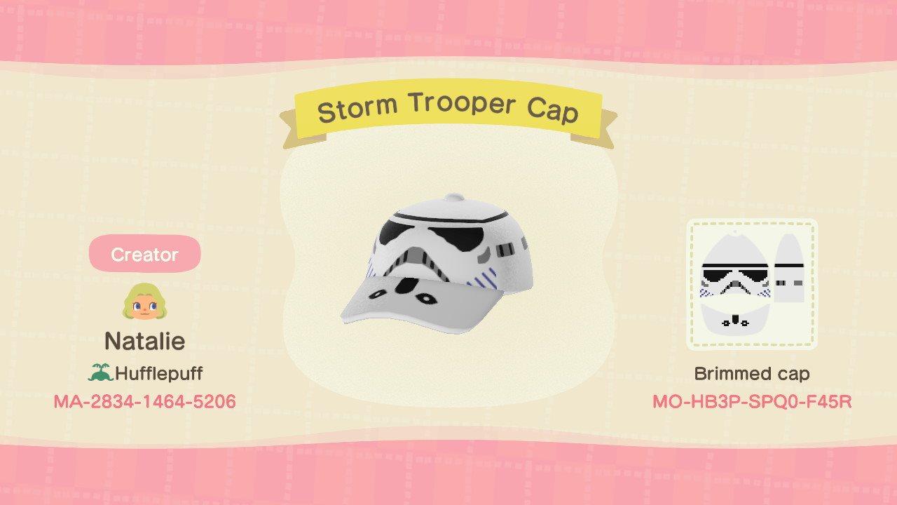 Animal Crossing Design Code: MO-HB3P-SPQ0-F45R Storm Trooper Cap