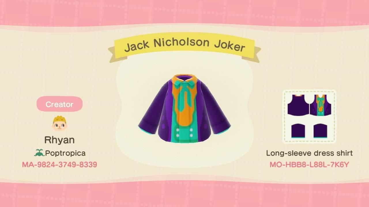 Animal Crossing Design Code: MO-HBB8-L88L-7K6Y Jack Nicholson Joker