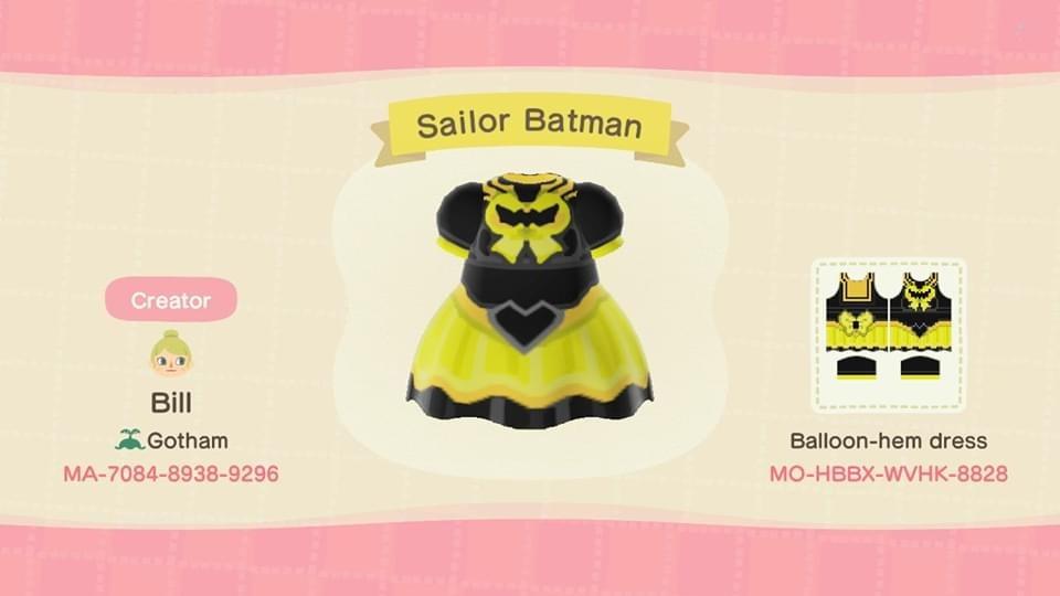 Animal Crossing Design Code: MO-HBBX-WVHK-8828 Sailor Batman (Black