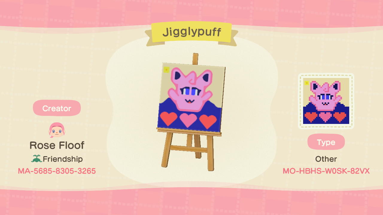 Animal Crossing Design Code: MO-HBHS-W0SK-82VX Jigglypuff