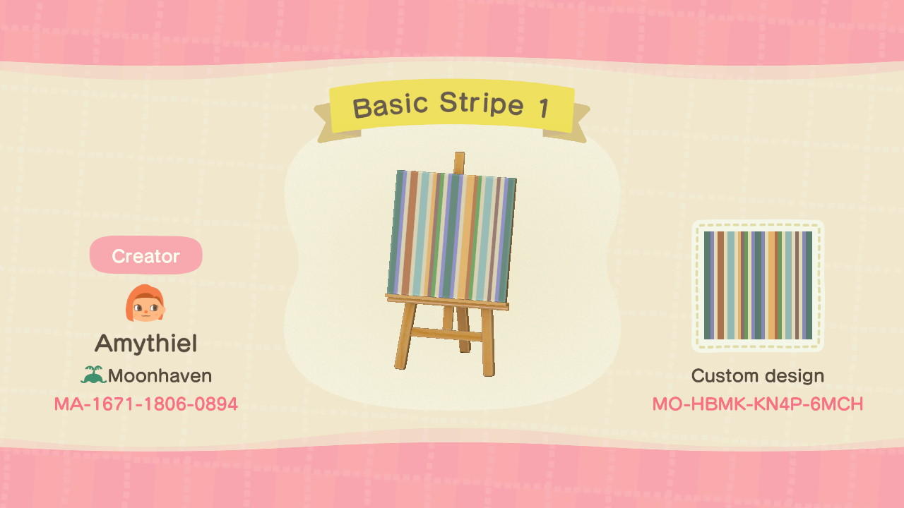 Animal Crossing Design Code: MO-HBMK-KN4P-6MCH Basic Stripe 1