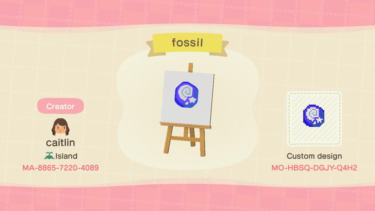 Animal Crossing Design Code: MO-HBSQ-DGJY-Q4H2 Fossil