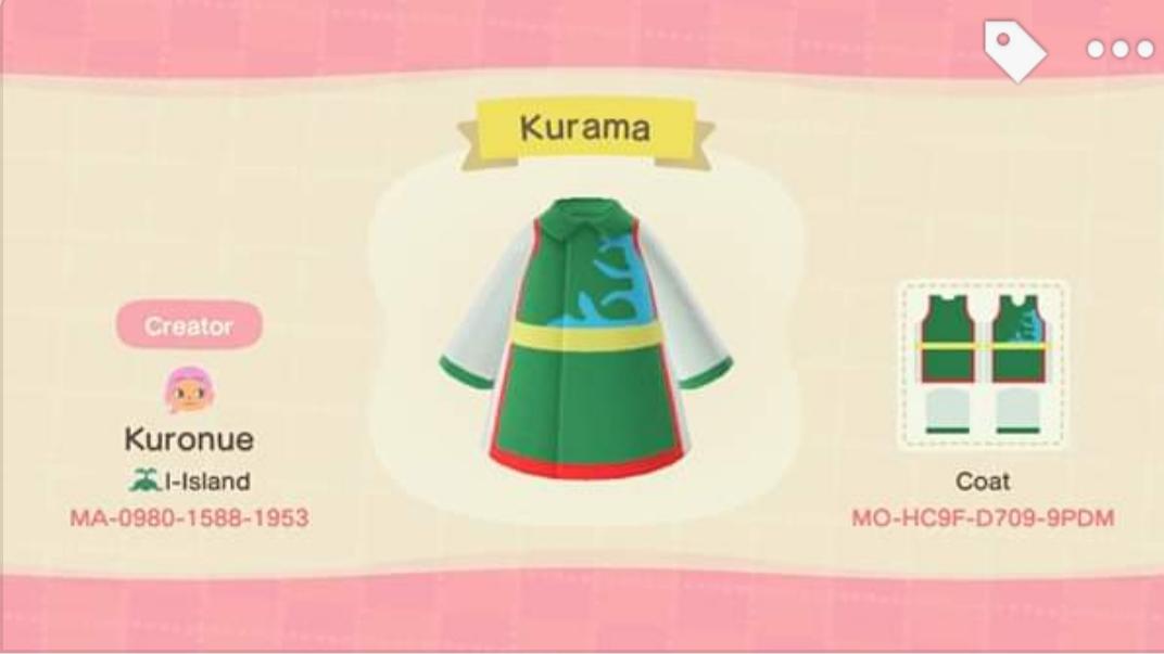 Animal Crossing Design Code: MO-HC9F-D709-9PDM Kurama